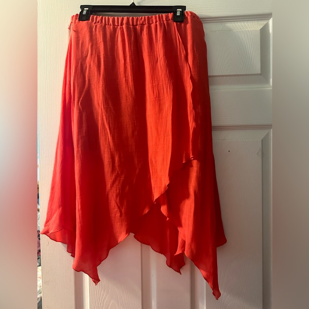 Orange/ red/ coral flowy skirt